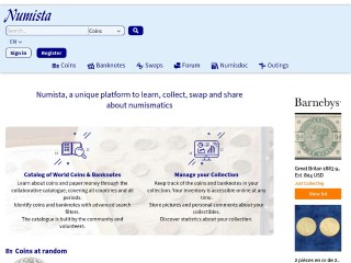 Screenshot sito: Numista