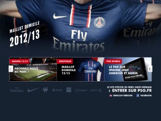 Screenshot sito: Paris Saint-Germain