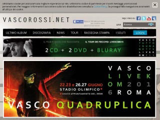 Screenshot sito: Vasco Rossi