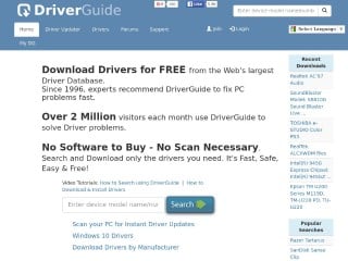 Screenshot sito: DriverGuide.com