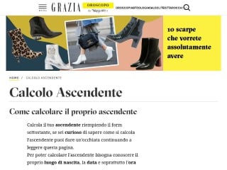 Screenshot sito: Oroscopo Grazia