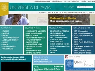 Screenshot sito: Università degli Studi di Pavia