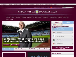 Screenshot sito: Aston Villa