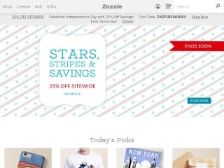 Screenshot sito: Zazzle