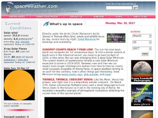 Screenshot sito: SpaceWeather.com
