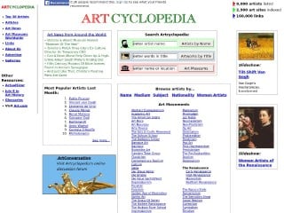 Screenshot sito: Artcyclopedia