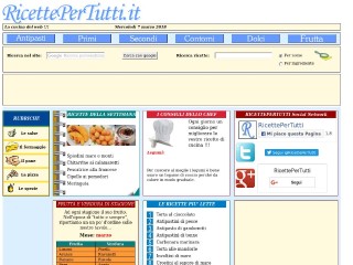 Screenshot sito: Ricettepertutti.it