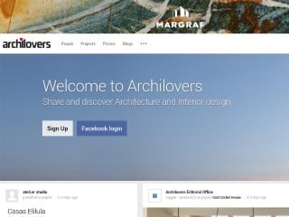 Screenshot sito: Archilovers.com