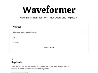 Screenshot sito: Waveformer