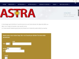 Screenshot sito: OroscopoAstra Tema Natale