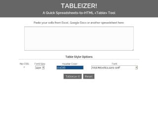 Screenshot sito: Tableizer