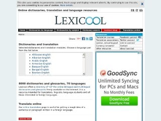 Screenshot sito: Lexicool.com