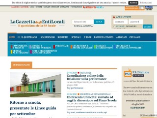 Screenshot sito: La Gazzetta degli Enti Locali