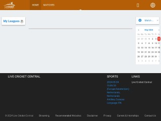 Screenshot sito: Live Cricket Central