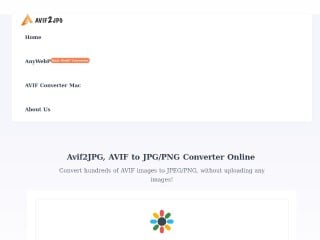 Screenshot sito: AVIF to JPG