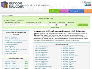 Screenshot sito: Europelowcost Aeroporti