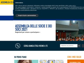 Screenshot sito: Banca Etica