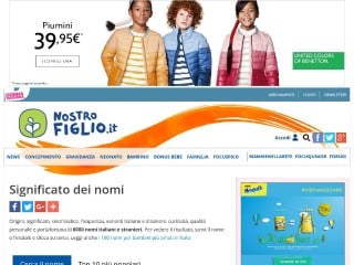 Screenshot sito: Nomi Nostrofiglio.it