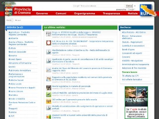 Screenshot sito: Provincia di Cremona 