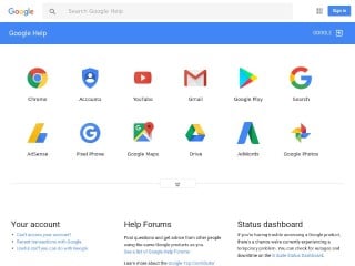 Screenshot sito: Google Help
