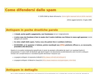 Screenshot sito: Manuale AntiSpam