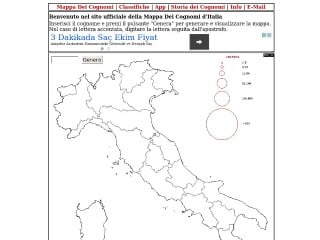 Screenshot sito: Mappa Dei Cognomi