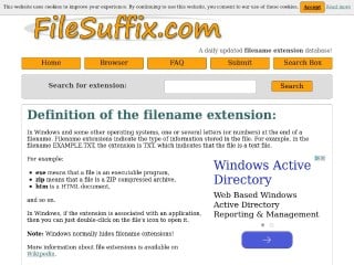 Screenshot sito: Filesuffix
