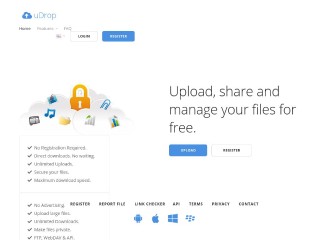 Screenshot sito: uDrop