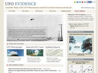 Screenshot sito: Ufo Evidence