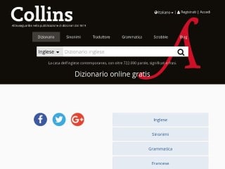 Screenshot sito: Collins Dictionary