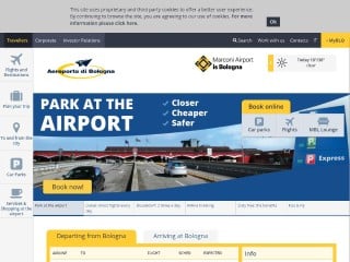 Screenshot sito: Aeroporto di Bologna