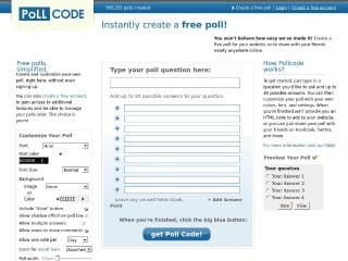 Screenshot sito: Pollcode.com