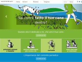 Screenshot sito: Malattiedeicani.it