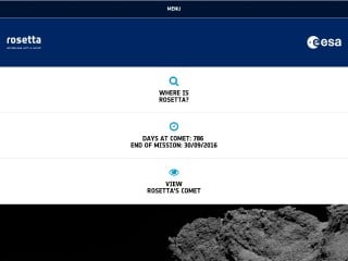Screenshot sito: Il viaggio di Rosetta