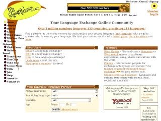 Screenshot sito: My language exchange
