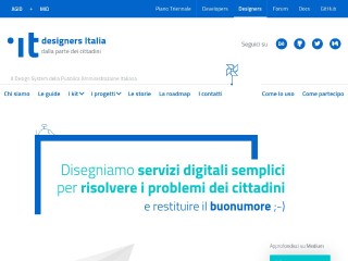Screenshot sito: Designers Italia