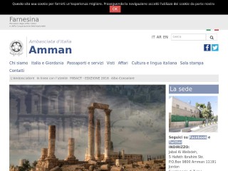 Screenshot sito: Ambasciata italiana in Giordania