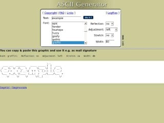 Screenshot sito: Ascii Generator