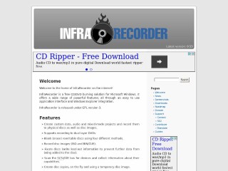 Screenshot sito: InfraRecorder