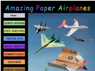 Screenshot sito: Amazing Paper Airplanes