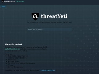 Screenshot sito: ThreatYeti