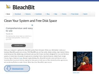 Screenshot sito: BleachBit