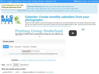 Screenshot sito: Generatore di calendari