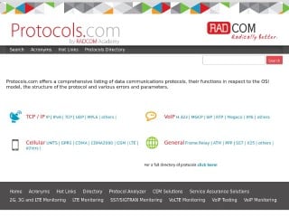 Screenshot sito: Protocols