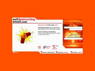 Screenshot sito: Self Destructing Email