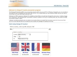 Screenshot sito: Change IP Country