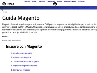 Screenshot sito: Guida a Magento