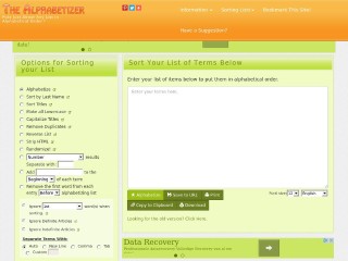 Screenshot sito: Alphabetizer