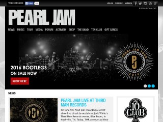 Screenshot sito: Pearl Jam