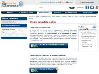 Screenshot sito: Visure catastali online